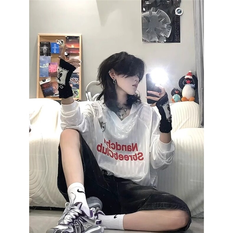 美式复古字母印花条纹短袖男冰感丝速干t恤cleanfit宽松休闲上衣,男装T恤,星座506A