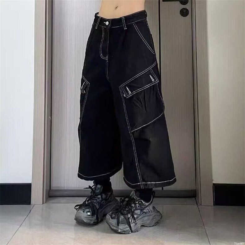 多口袋七分裤男女夏季美式潮牌vibe工装短裤宽松百搭LB30433-p57,男装牛仔裤,星座1008