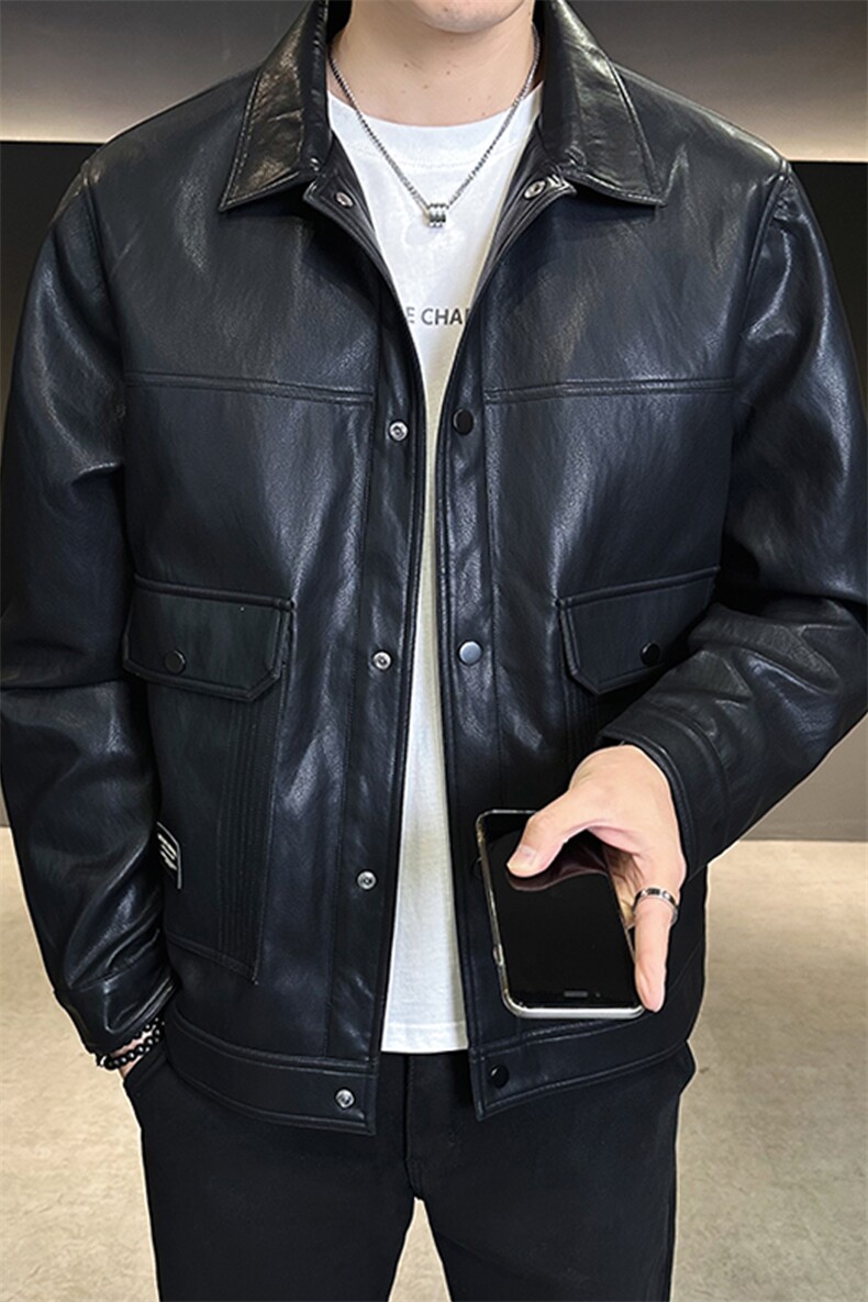 2025新款皮衣外套秋季男装上衣美式休闲皮夹克A313-99071-P135,男装皮衣,电商A313