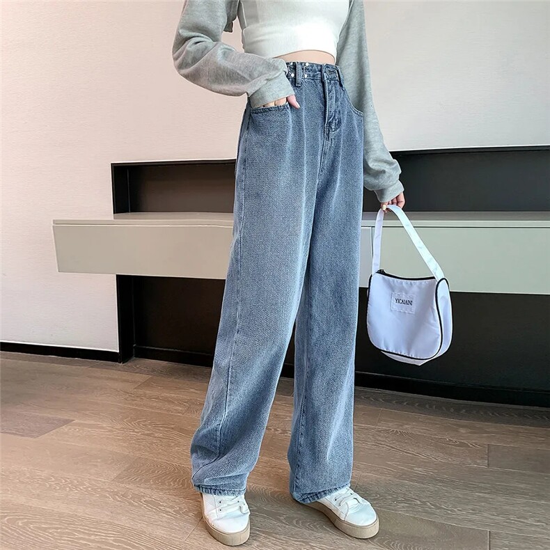 2023美式鱼鳞牛仔裤女秋季设计感小众直筒休闲裤,女装牛仔裤,梦白服饰厂