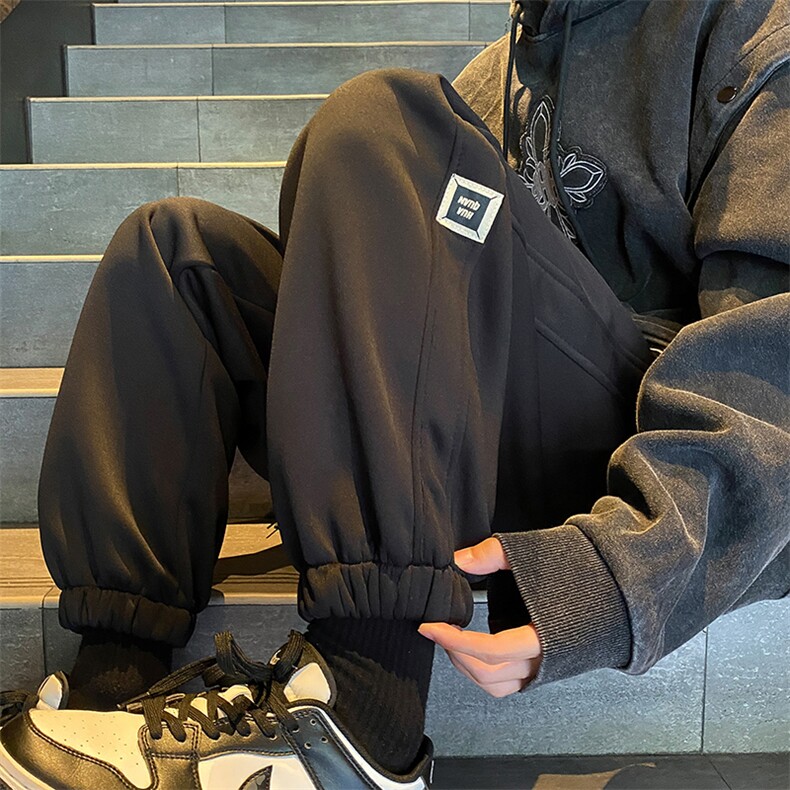 加绒加厚休闲运动卫裤男美式针织束脚裤715-6-BX16P55（控78）,男装休闲裤,星座715-6