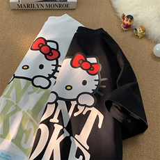 M368*P25日系卡通猫猫纯棉T恤春夏情侣装宽松版到5XL，男装T恤，星座617A-1（原B318A）