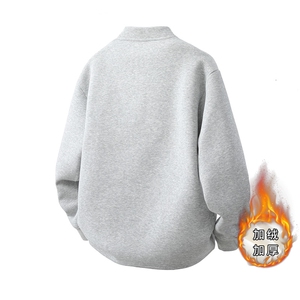 秋冬亨利领加绒加厚卫衣外套美式复古小立领打底衫118-P30