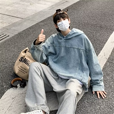 水洗复古情侣装牛仔卫衣连帽外套潮牌高街宽松帅气夹克衫2025P63，男装夹克，星座410-2