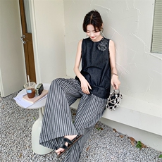 立体花朵酷飒拽姐套装女夏两件套可甜可盐小众不撞款网红冷淡风，女装套装/套裙，2C255
