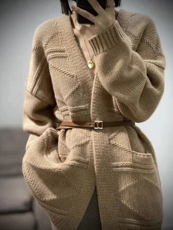 女士秋季新款时尚简约百搭宽松菱形大衣外套，女装针织衫/毛衣，悦玛羊绒