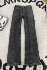B221美式ins高街暗黑拼接宽松直筒工装牛仔裤LK26632-特P48控88，男装牛仔裤，电商B221