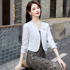 蕾丝开衫短西服外套女2025春季新款气质百搭小西装配裙子外搭上衣，女装西装，婵米儿