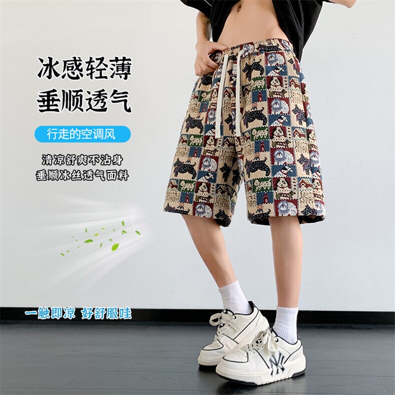 夏季新款大码休闲裤男小狗刺绣短裤五分裤子217-2-K205-特P35，男装牛仔裤，星座217-2