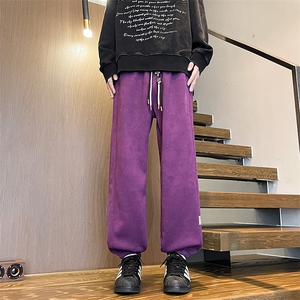 8XL-M痞帅脏脏束脚休闲卫裤男秋冬加绒加厚大码裤子KZ022特价P40图片