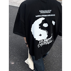 美式高街纯棉小领口短袖oversize280g重磅t恤vibe潮七分袖，男装T恤，星座310A-4