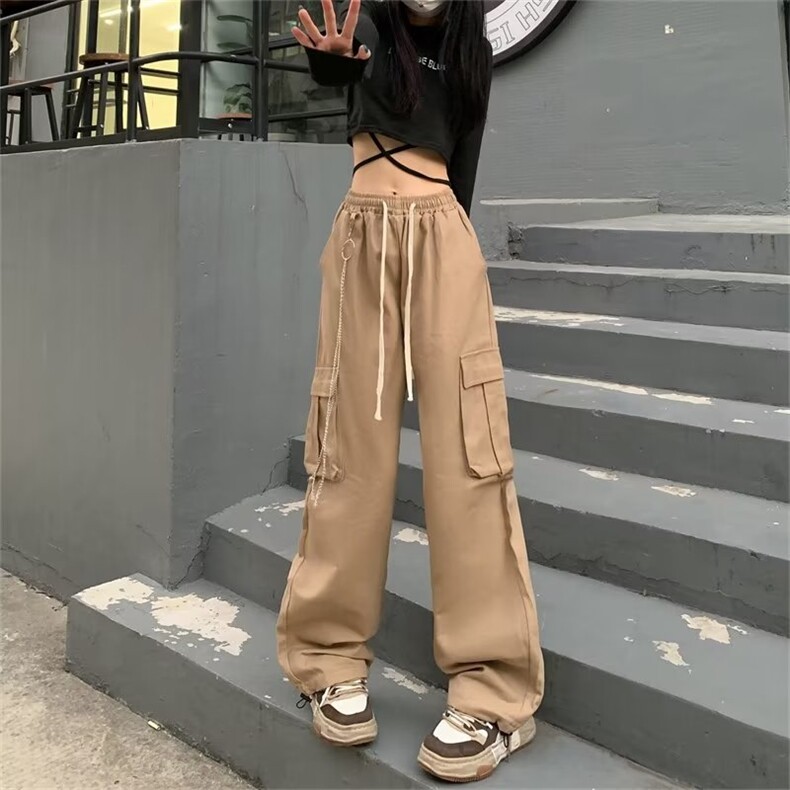 工装裤男女款春秋新款美式宽松直筒高腰阔腿休闲拖地裤CK103-P50图片
