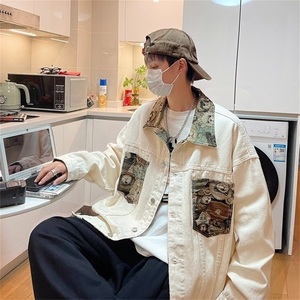 2023春季新款港风男士外套学生百搭刺绣拼接牛仔夹克JK820-P68图片