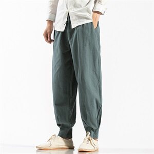 2021春秋季新款男装风大码小脚裤百搭休闲裤子黑无影墙图片