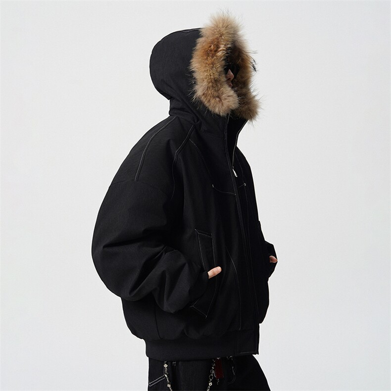 貉子毛City羽绒服冬季高品质连帽保暖情侣90白鸭绒SYR2611-P298,男装羽绒服,星座610B-1