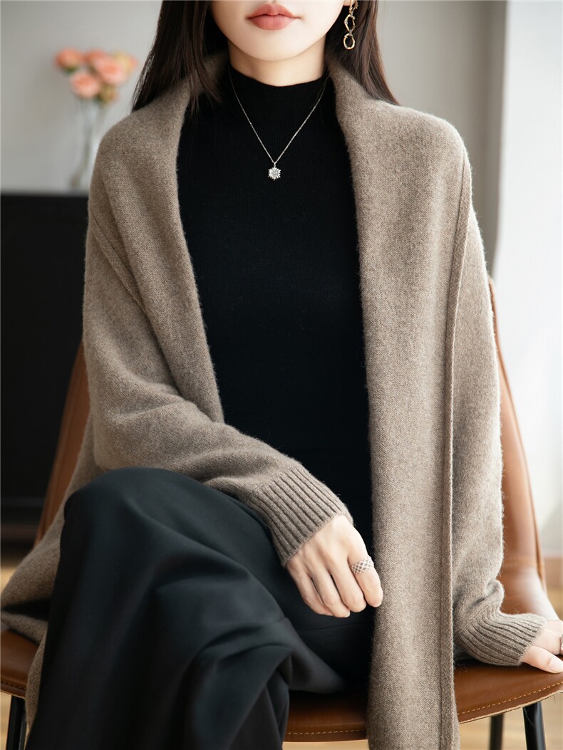 披肩女装外搭高端羊毛斗篷外套重磅加厚流苏大披肩冬季毛毯式盖,针织衫/毛衣,韩然一族