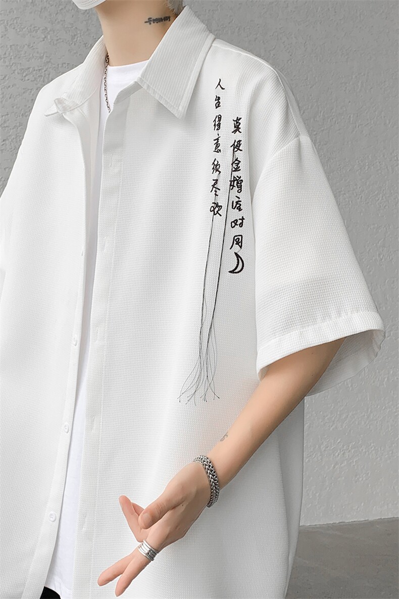 五分袖衬衣男上衣大码新中式风刺绣衬衫短袖CS515P35,男装衬衫,电商D206-1