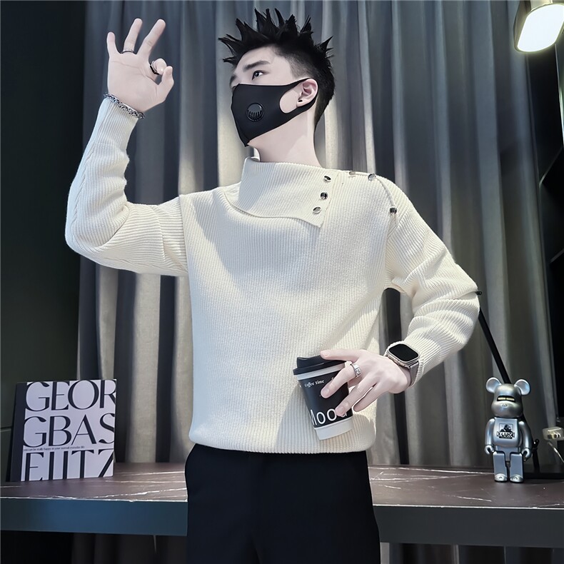 纯色设计感两穿高领毛衣男社会小伙店主风301C-M108-P88控128,男装针织衫/毛衣,星座301C（原B323）