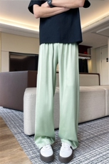 8XL-M特大码冰丝裤醋酸阔腿裤男缎面高腰垂感防晒凉凉裤K979P45，男装休闲裤，电商D206-1