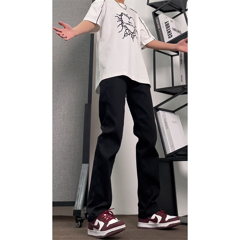 现货抖音品质黑色弹力修身直筒牛仔裤量大价格还可谈!,男装牛仔裤,星座310A-4
