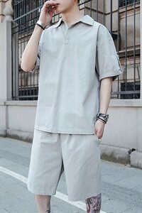 2021夏新款短袖t恤男休闲套装帅气两件套潮流DS778T图片