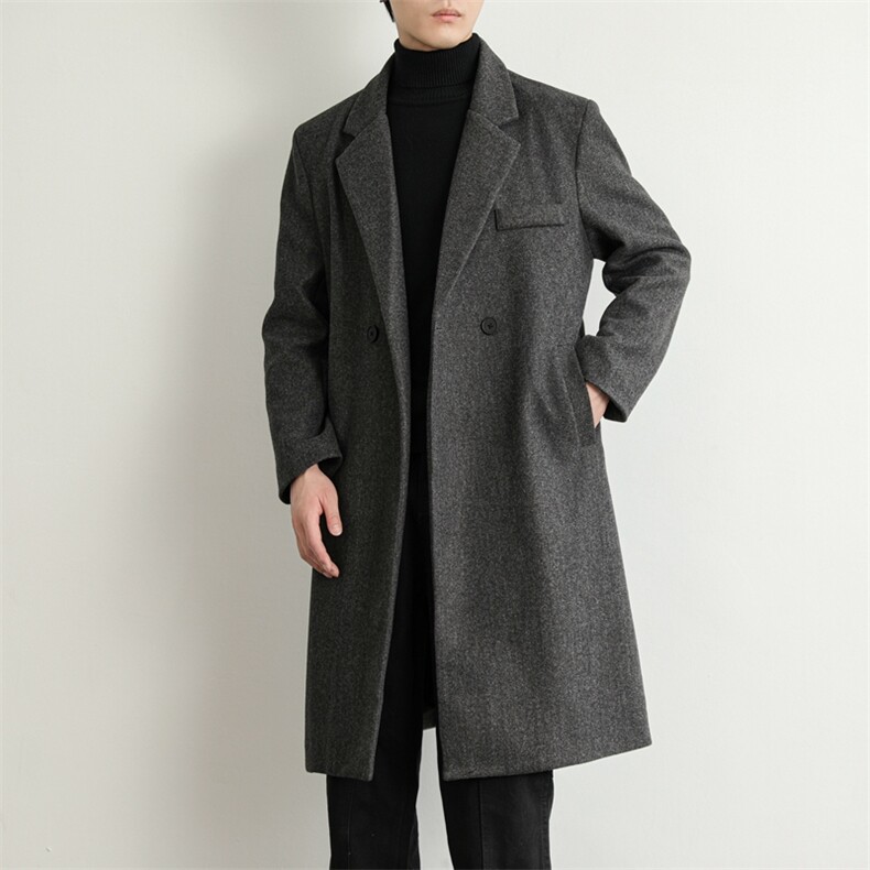 中长款毛呢大衣男2024新款春秋季棉外套高级感英伦风衣JK0251-P98，男装风衣，星座308B-2