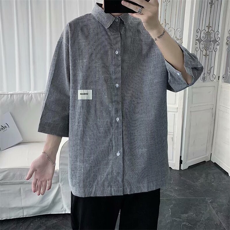 七分袖衬衫春款男港风潮流C29P32,男装衬衫,星座1116-2