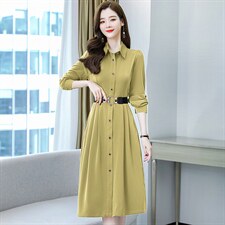 淑女长袖中长款2022年秋季时尚气质百搭优雅韩版潮流，女装连衣裙，三木叶子