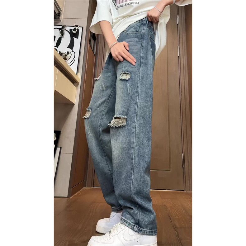 【深度库存可供得物可二改】美式高街夏季破洞牛仔裤B381/SS501,男装牛仔裤,电商B381（原B382）