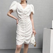 2022新款法式复古泡泡袖不显肩宽，很好的修饰手臂线条时尚连，其它，序儿