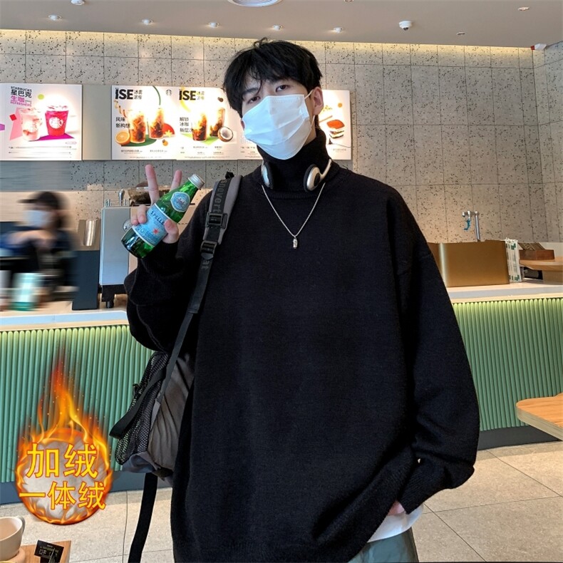 MGR7576P60主推保暖加绒加厚高领毛衣男打底针织衫宽松慵懒风线衣,男装T恤,星座510A-2