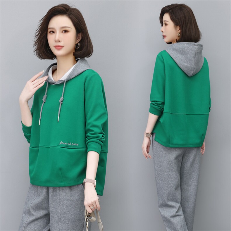 时尚宽松连帽卫衣女秋冬季新款韩版百搭显瘦长袖上衣外套潮，女装卫衣/绒衫，依恋蒂丝