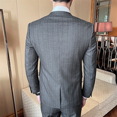 2021春款西装套装条纹两件套高品质职业套装工作服男装816-，男装西服套装，电商D225