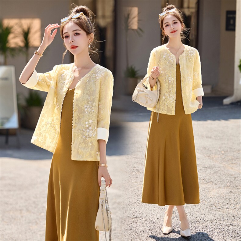 重工刺绣钉珠外套女夏季轻薄款高级感宽松休闲短款国风新中式上衣，女装套装/套裙，依多米