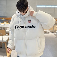 美式潮牌字母棉服男复古条纹加厚面包服情侣款棉衣外套M9093-P115，男装棉衣，星座1001-1