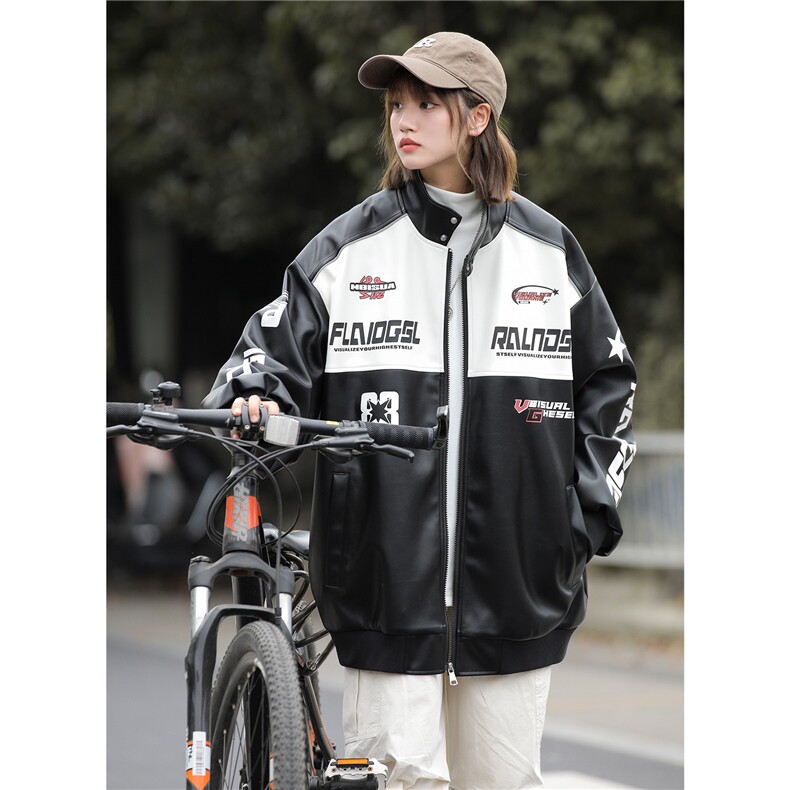 秋装机车服pu皮衣男女情侣宽松夹克秋季大码外套S246P118厚128,男装皮衣,电商A233-1
