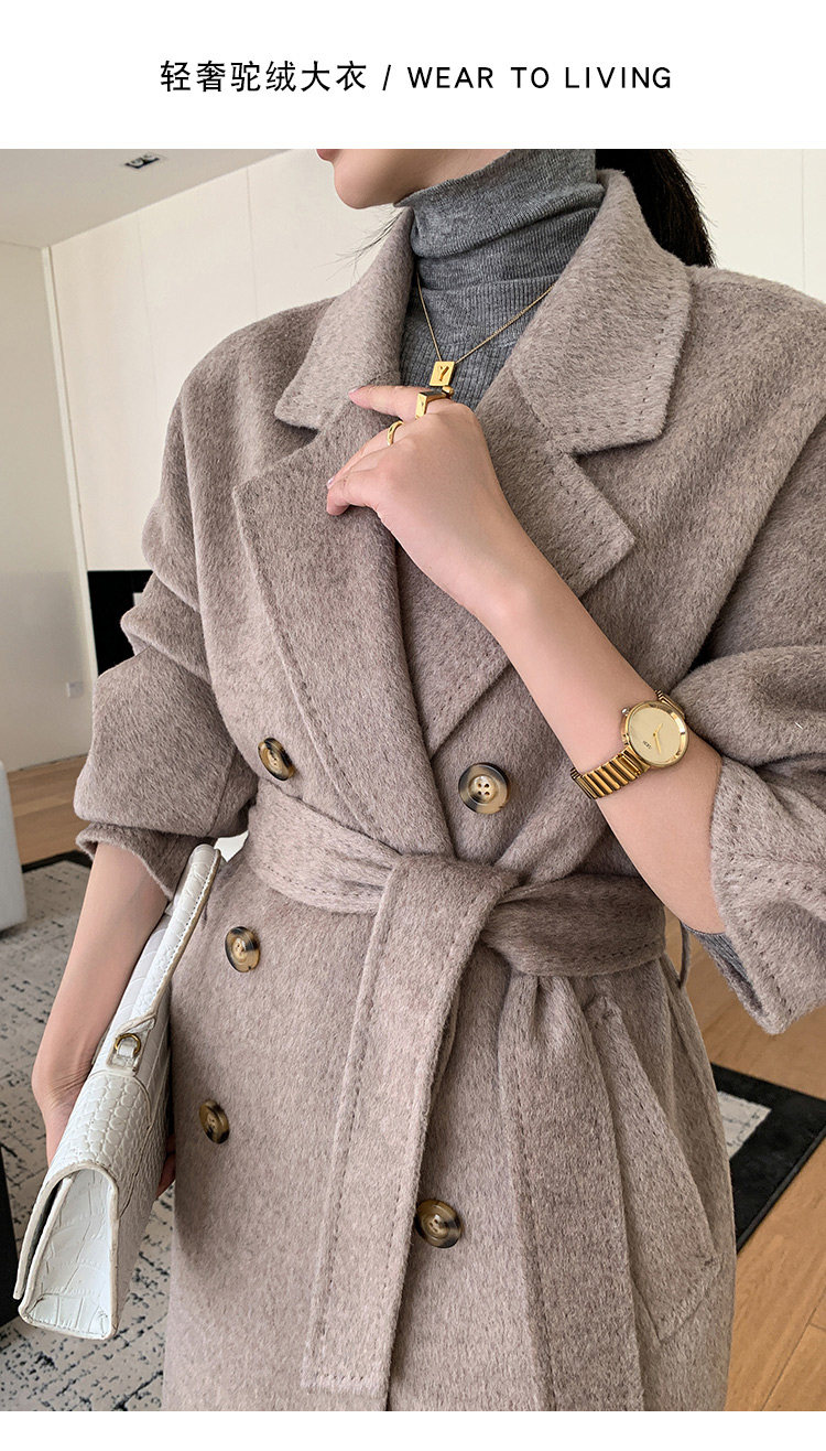 时尚显瘦双面呢大衣女秋冬季新款韩版宽松长款毛呢外套气质百搭，女装双面呢大衣，乾庄羊绒