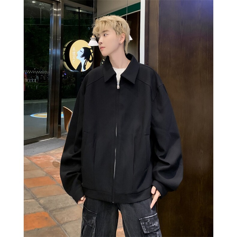 秋款男夹克衫开衫拉链行政夹克宽松外套垫肩JK0161P63,男装夹克,星座1013-1
