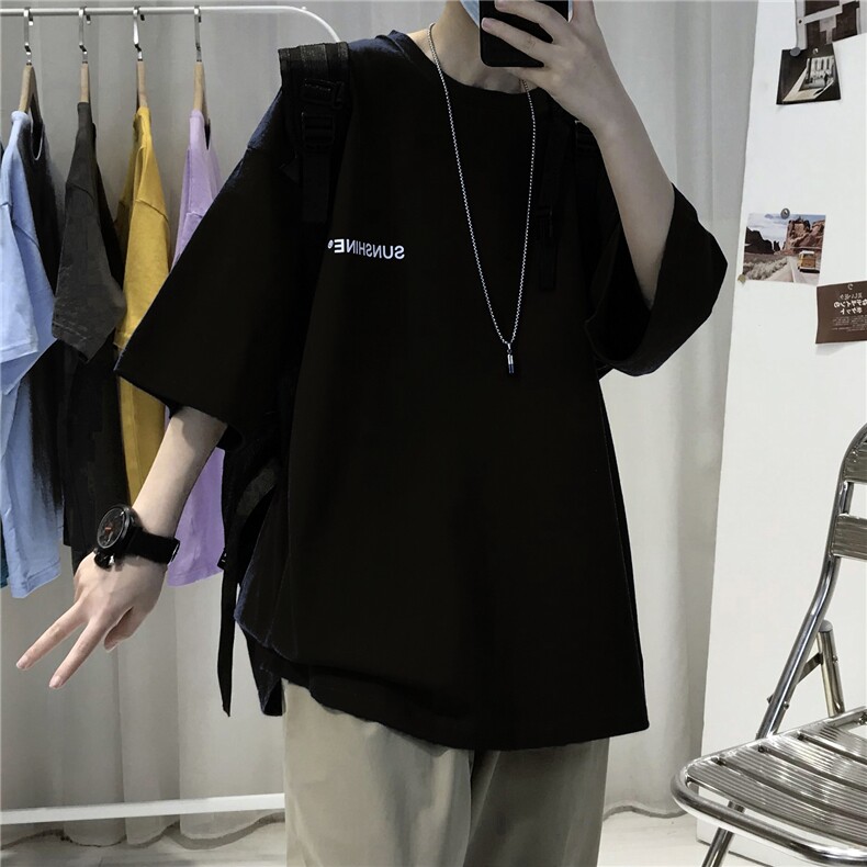 T06常年款男士休闲字母印花T恤衫外套圆领半袖五分袖TEE男女中性,男装T恤,星座115A-3