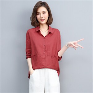 棉麻衬衫女装亚麻上衣2025年春夏季新款妈妈防晒衣长袖女士外套薄图片
