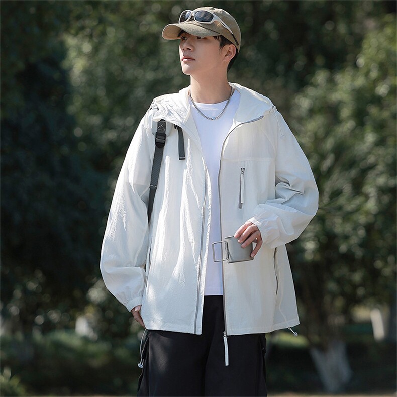 夏季中性风高品质50D尼龙皱时尚纯色防晒衣DSA157B-F7730-P35，男装防晒衣，电商A157B