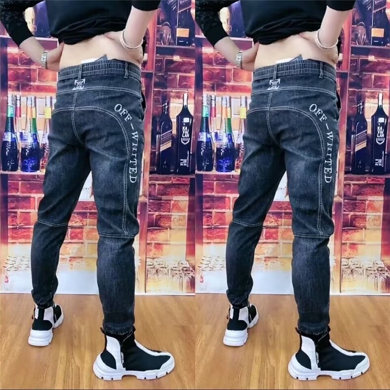 1506-1/KA281/P46牛仔裤男裤夏季新款字母休闲裤弹力修身帅气个性,男装牛仔裤,星座1506-1