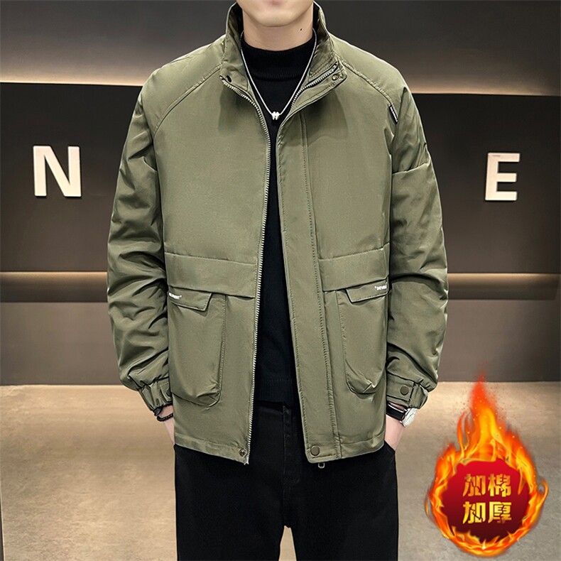 1018-JK918-P68新款工装立领夹克男款二棉衣服潮牌微阔浅色外套,男装棉衣,星座1018
