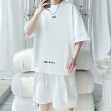 2025夏季新款旋律风车大码冰丝短袖T恤套装M-5XHQ25488-P65，男装T恤，电商A022