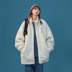 冬季羊羔毛情侣款oversize慵懒风羽绒棉服女冬季2023加厚棉衣外套，男装棉衣，星座909