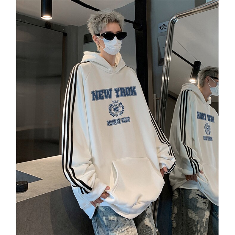 抖音得物供货提供视频秋冬重磅美式宽松织带连帽卫衣0619,男装卫衣,电商A486