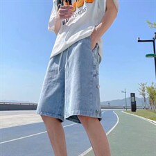 牛仔短裤男夏季薄款排扣潮牌ins潮流百搭外穿E210P35,男装牛仔裤,星座1116-2
