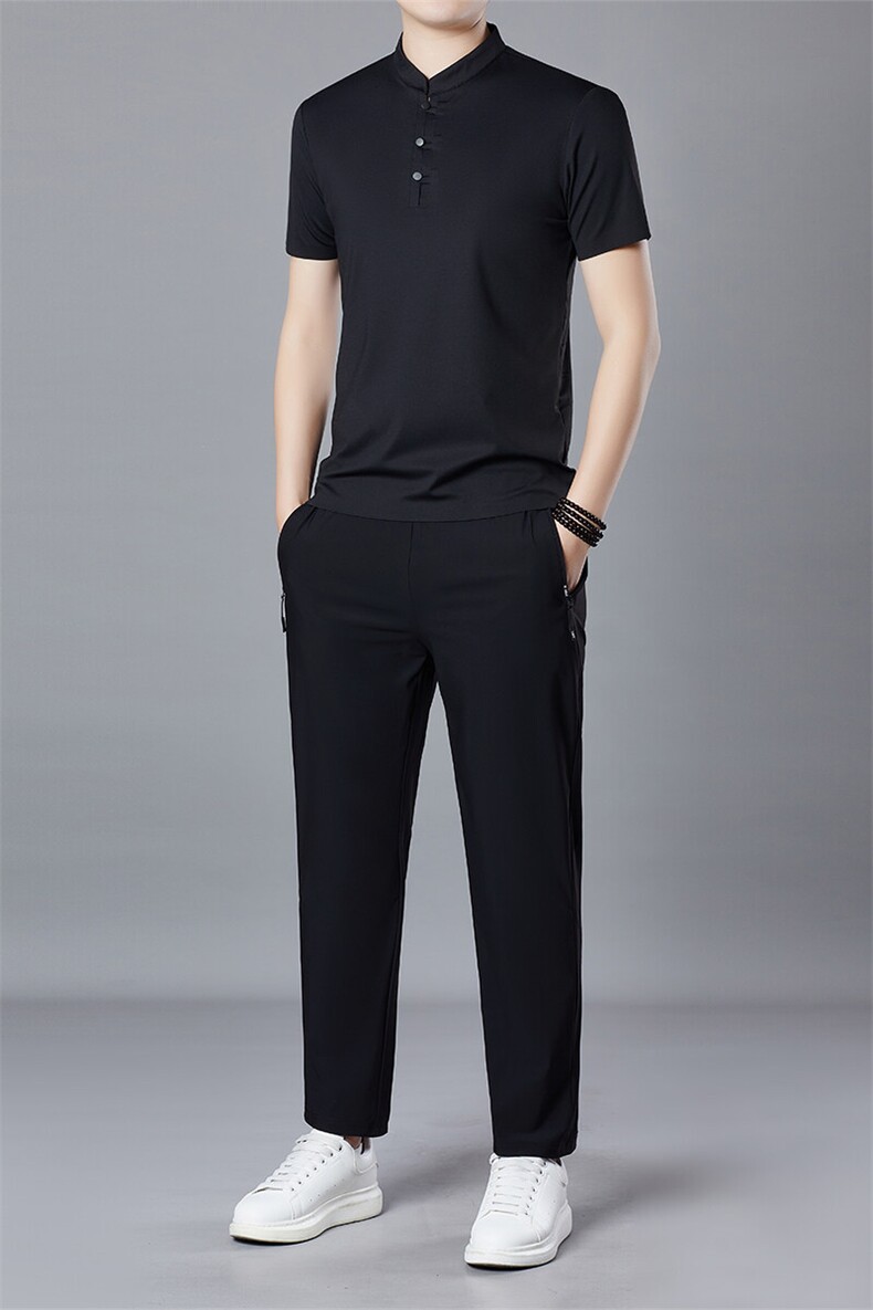 BGW8031182夏季男式速干短袖长裤二件套运动休闲圆领修身t恤套装,男装休闲套装,电商B360
