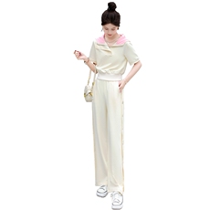 休闲时尚套装女2023年新款夏季阔腿裤学院风洋气跑步运动服两件套，女装套装/套裙，曼娅璐