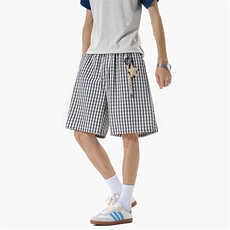 现货2025夏季宽松格子短裤送挂件XZ806-DK05009-特P25-控48，男装牛仔裤，四季星座806
